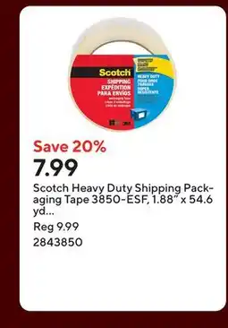 Staples Scotch Heavy Duty Shipping Packaging Tape 3850-ESF, 1.88 x 54.6 yd (48 mm x 50 m) offer