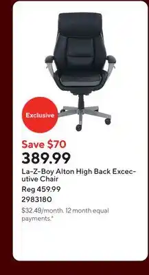 Staples La-Z-Boy Alton High Back Excecutive Chair offer