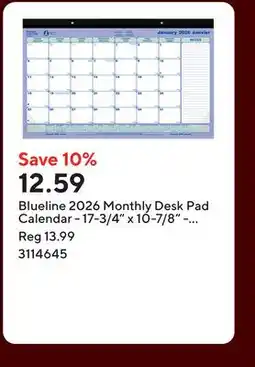 Staples Blueline 2026 Monthly Desk Pad Calendar - 17-3/4 x 10-7/8 - Bilingual offer