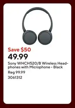 Staples Sony WHCH520/B Wireless Headphones with Microphone - Black offer