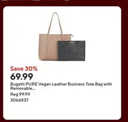 Staples Bugatti PURE Vegan Leather Business Tote Bag with Removable Organizer for 14.1 Laptop/Tablet - Taupe offer