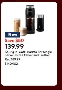 Staples Keurig K-CafÈ Barista Bar Single Serve Coffee Maker and Frother offer