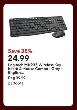 Staples Logitech MK235 Wireless Keyboard & Mouse Combo - Grey - English (920-007897) offer