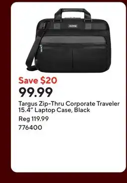 Staples Targus Zip-Thru Corporate Traveler 15.4 Laptop Case, Black offer