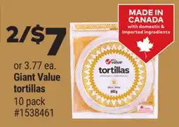 Giant Tiger Giant Value tortillas offer