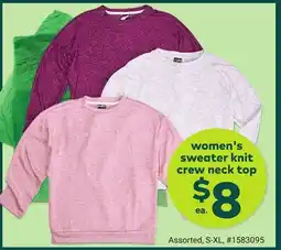 Giant Tiger women's sweater knit crew neck top offer