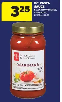 Real Canadian Superstore PC PASTA SAUCE, 410/650 ML offer
