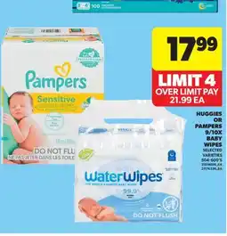 Real Canadian Superstore HUGGIES OR PAMPERS 9/10X BABY WIPES, 504-600'S offer