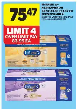 Real Canadian Superstore ENFAMIL A + NEUROPRO OR GENTLEASE READY TO FEED FORMULA, 18X237 ML offer