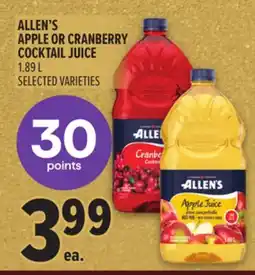 Metro ALLEN'S APPLE OR CRANBERRY COCKTAIL JUICE offer