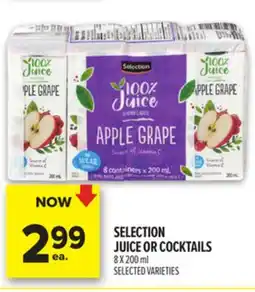 Metro SELECTION JUICE OR COCKTAILS offer