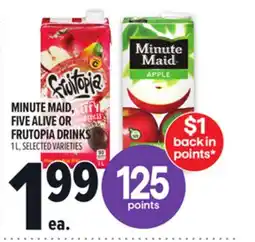 Metro MINUTE MAID, FIVE ALIVE OR FRUTOPIA DRINKS offer