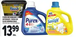 Metro PUREX OR SUNLIGHT DETERGENT, FINISH OR GLAD GARBAGE BAGS offer