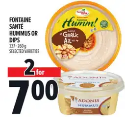 Metro FONTAINE SANTÉ HUMMUS OR DIPS offer