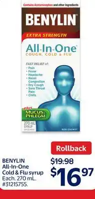 Walmart BENYLIN All-In-One Cold & Flu syrup offer