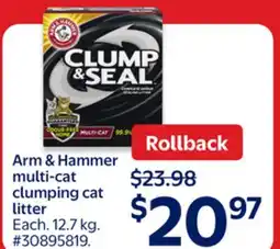 Walmart Arm & Hammer multi-cat clumping cat litter offer