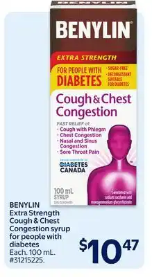 Walmart BENYLIN Extra Strength Cough & Chest Congestion syrup for people with diabetes offer