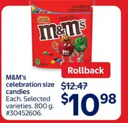 Walmart M&M's celebration size candies offer