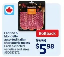 Walmart Fantino & Mondello assorted Italian charcuterie meats offer
