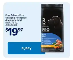 Walmart Pure Balance Pro+ chicken & rice recipe dry puppy food offer