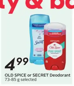 Sobeys OLD SPICE or SECRET Deodorant offer