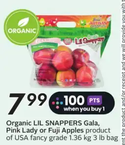 Sobeys Organic LIL SNAPPERS Gala, Pink Lady or Fuji Apples offer