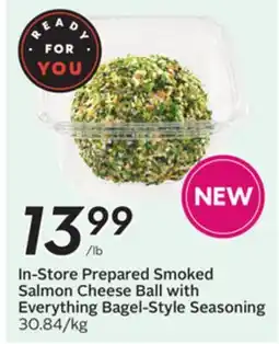 Sobeys In-Store Prepared Smoked Salmon Cheese Ball with Everything Bagel Style Seasoning offer
