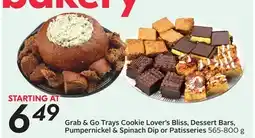 Sobeys Grab & Go Trays Cookie Lover's Bliss, Dessert Bars, Pumpernickel & Spinach Dip or Patisseries offer