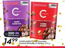 Sobeys COMPLIMENTS Milk Chocolate Covered Almonds or Raisins offer