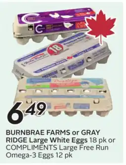 Sobeys BURNBRAE FARMS or GRAY RIDGE Large White Eggs offer