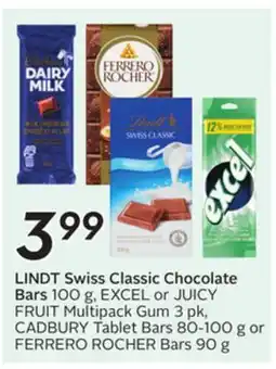Sobeys LINDT Swiss Classic Chocolate Bars offer