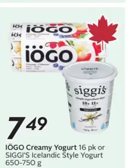 Sobeys IÖGO Creamy Yogurt offer
