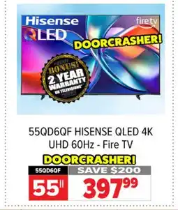 2001 Audio Video 55QD6QF 55 HISENSE QLED 4K UHD 60Hz - Fire TV offer