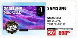 2001 Audio Video QN50QN80F 50 SAMSUNG Neo QLED 4K Vision AI Smart TV offer
