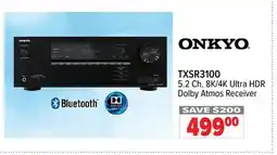 2001 Audio Video TXSR3100 ONKYO 5.2 Ch. 8K/4K Ultra HDR Dolby Atmos Receiver offer