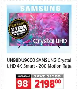 2001 Audio Video UN98DU9000 98 SAMSUNG Crystal UHD 4K Smart - 200 Motion Rate offer