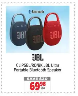 2001 Audio Video CLIP5BL/RD/BK JBL Ultra Portable Bluetooth Speaker offer