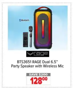 2001 Audio Video BTS3651 RAGE Dual 6.5 Party Speaker with Wireless Mic offer