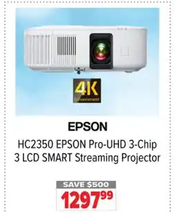 2001 Audio Video HC2350 EPSON Pro-UHD 3-Chip 3 LCD SMART Streaming Projector offer