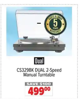 2001 Audio Video CS329BK DUAL 2-Speed Manual Turntable offer
