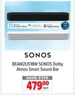 2001 Audio Video BEAM2US1BW SONOS Dolby Atmos Smart Sound Bar offer