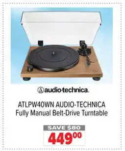 2001 Audio Video ATLPW40WN AUDIO-TECHNICA Fully Manual Belt-Drive Turntable offer