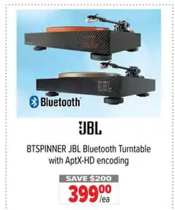 2001 Audio Video BTSPINNER JBL Bluetooth Turntable with AptX-HD encoding offer
