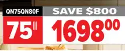 2001 Audio Video QN75QN80F SAMSUNG 75 NEO QLED 4K QN80F VISION AI SMART TV offer