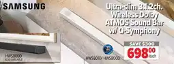 2001 Audio Video HWS801D Samsung Ultra-slim 3.1.2ch. Wireless Dolby ATMOS Sound Bar w/Q-Symphony offer