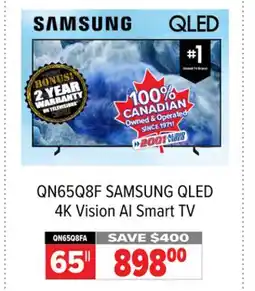 2001 Audio Video QN65Q8F SAMSUNG 65 QLED 4K Vision AI Smart TV offer