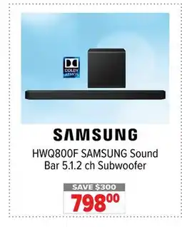 2001 Audio Video HWQ800F SAMSUNG Sound Bar 5.1.2 ch Subwoofer offer