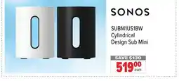2001 Audio Video SUBM1US1BW Sonos Cylindrical Design Sub Mini offer