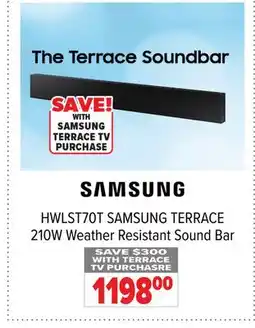 2001 Audio Video HWLST70T SAMSUNG TERRACE 210W Weather Resistant Sound Bar offer