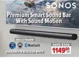 2001 Audio Video ARCULTRABW SONOS Premium Smart Sound Bar With Sound Motion offer
